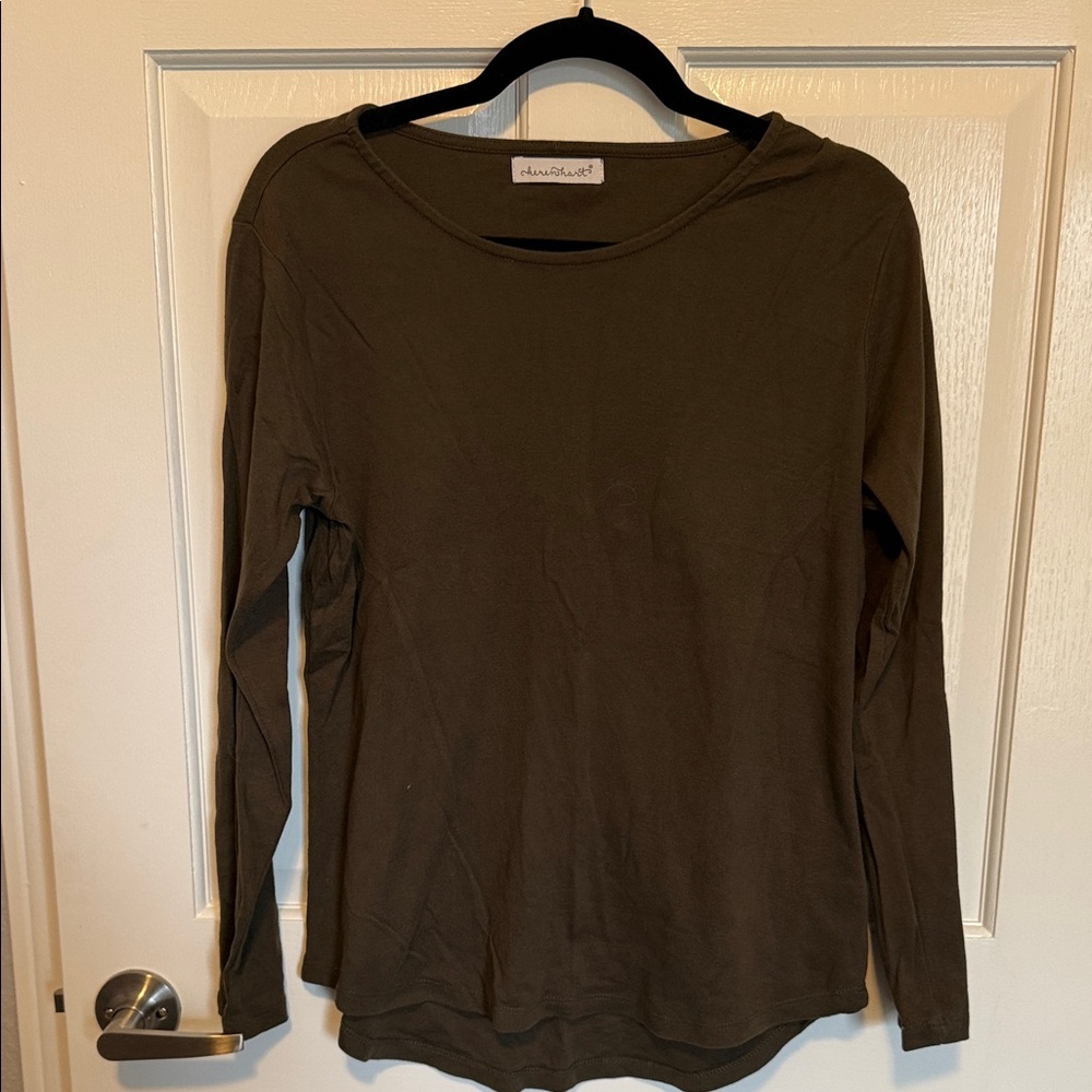 KEREN hart Olive Long Sleeve Top